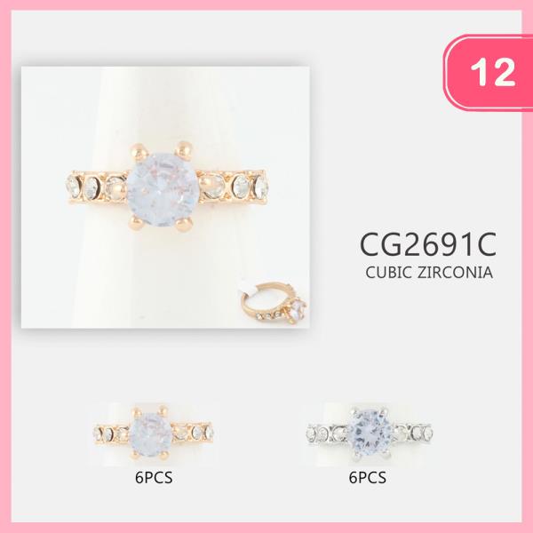 CZ CUBIC ZIRCONIA RHINESTONE RING (12 UNITS)