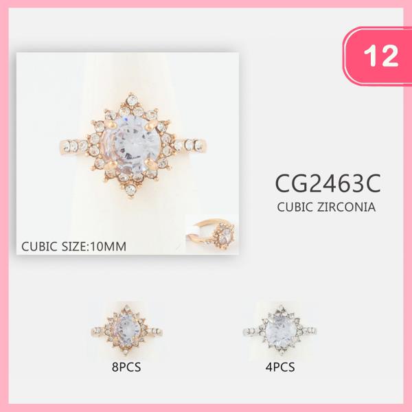10 MM CZ CUBIC ZIRCONIA COCKAIL RING (12 UNITS)