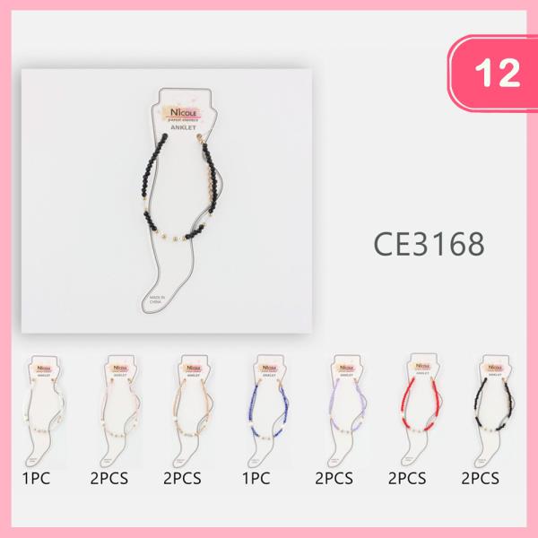 CRYSTAL BEAD ANKLET (12 UNITS)