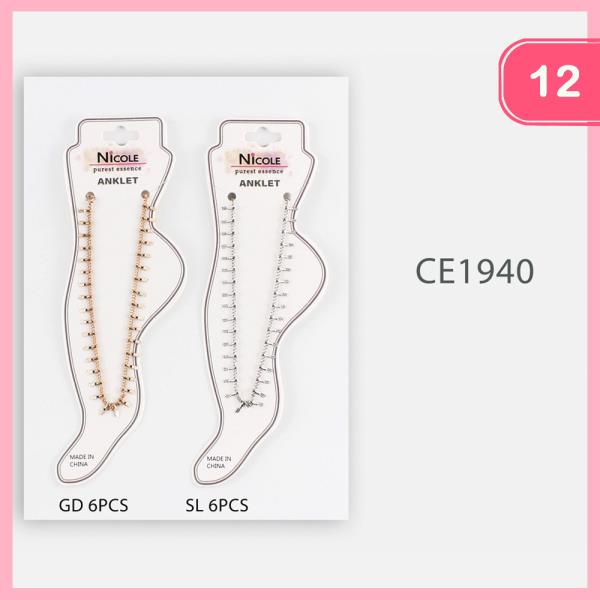 METAL ORNATE CHAIN ANKLET (12 UNITS)
