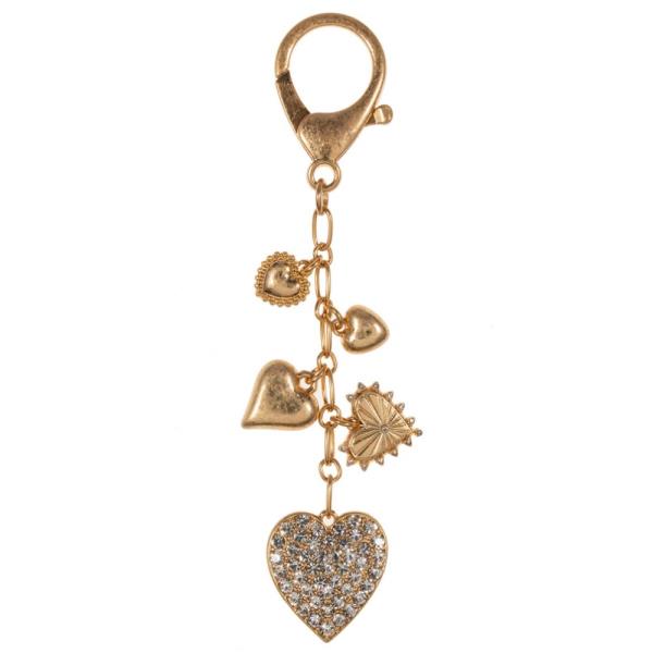 PAVED HEART MIXED WITH MULTI CHARM BAG CHARM
