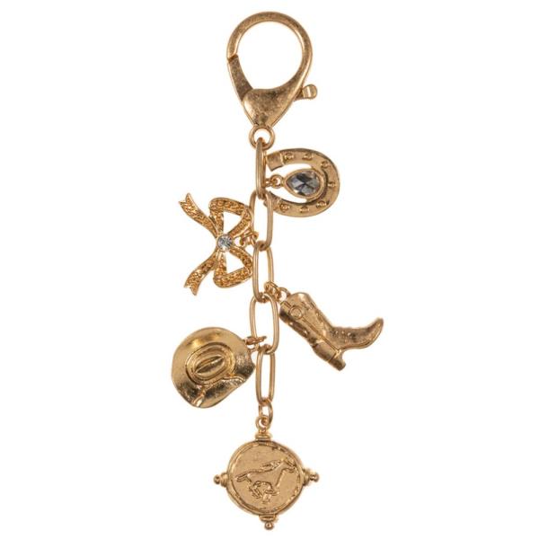 WESTERN THEMED METAL BAG CHARM  KEYCHAIN