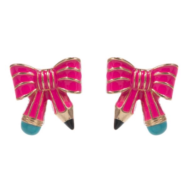 BOW SHAPED PENCIL EARRING