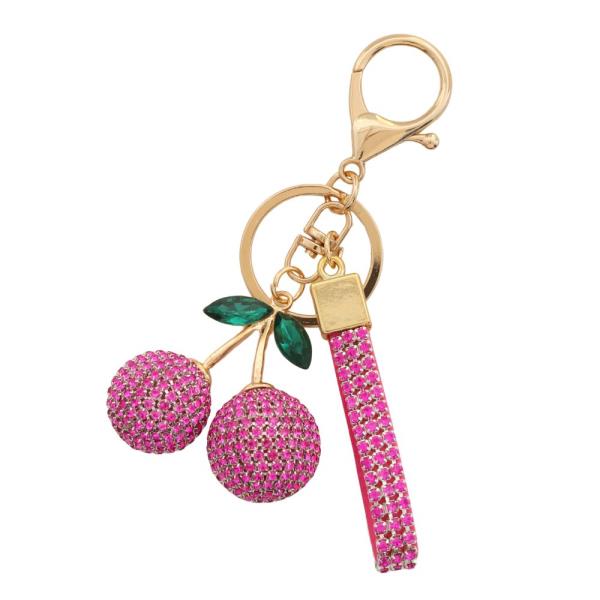 RHINESTONE CHERRY KEYCHAIN