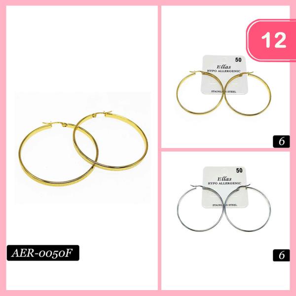 STAINLESS STEEL HYPOALLERGENIC HOOP EARRING (12 UNITS)