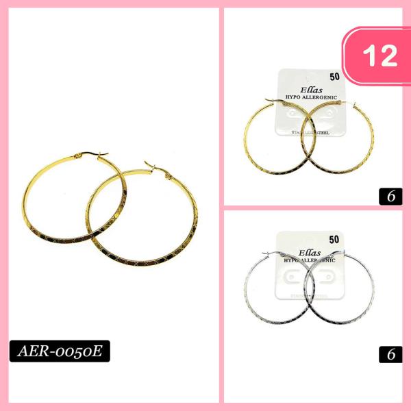 STAINLESS STEEL HYPOALLERGENIC HOOP EARRING (12 UNITS)