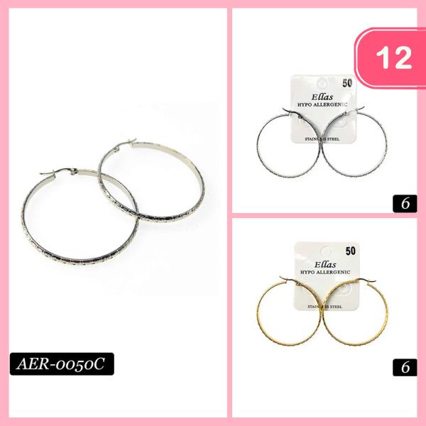 STAINLESS STEEL HYPOALLERGENIC HOOP EARRING (12 UNITS)