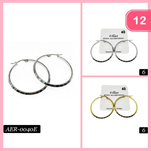 STAINLESS STEEL HYPOALLERGENIC HOOP EARRING (12 UNITS)