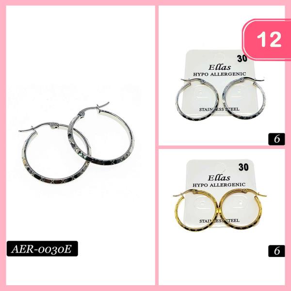 STAINLESS STEEL HYPOALLERGENIC HOOP EARRING (12 UNITS)