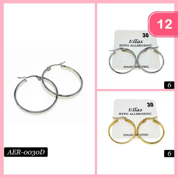 STAINLESS STEEL HYPOALLERGENIC HOOP EARRING (12 UNITS)