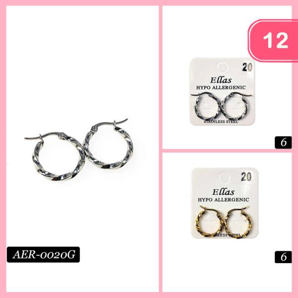 STAINLESS STEEL HYPOALLERGENIC HOOP EARRING (12 UNITS)