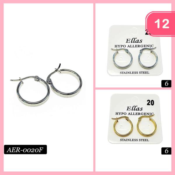 STAINLESS STEEL HYPOALLERGENIC HOOP EARRING (12 UNITS)