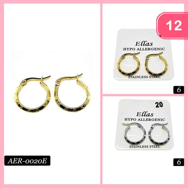 STAINLESS STEEL HYPOALLERGENIC HOOP EARRING (12 UNITS)