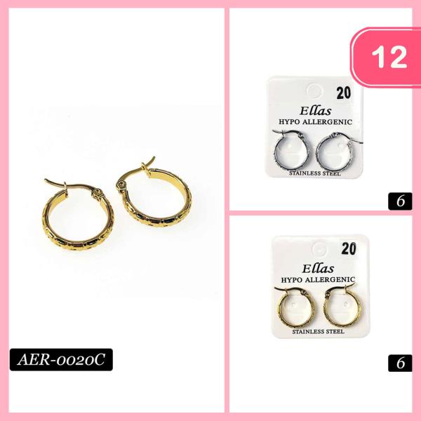 STAINLESS STEEL HYPOALLERGENIC HOOP EARRING (12 UNITS)