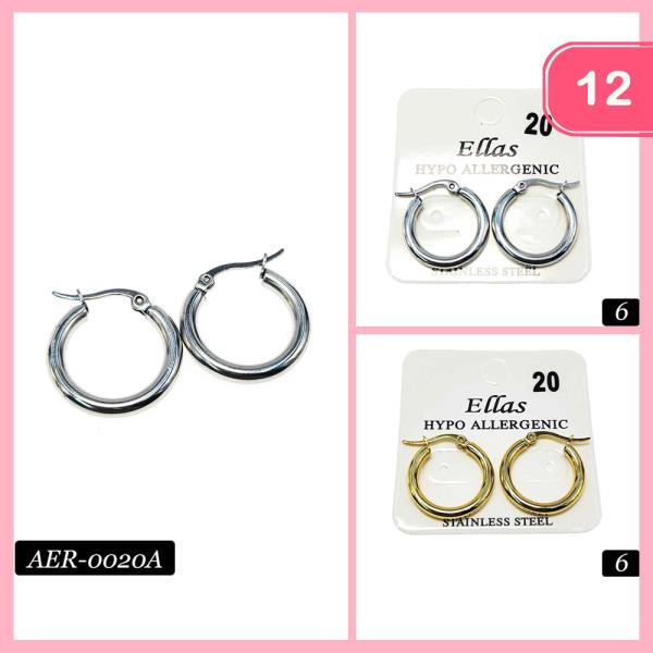 STAINLESS STEEL HYPOALLERGENIC HOOP EARRING (12 UNITS)