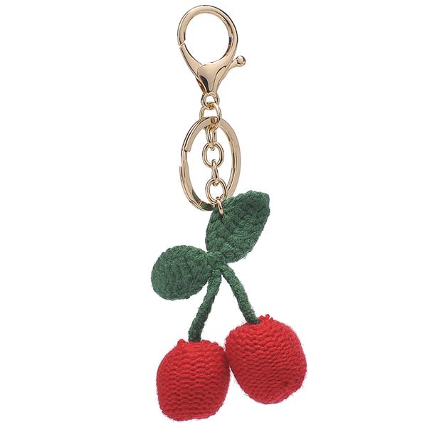 LOVELY KNITTED CHERRY BAG CHARM KEYCHAIN