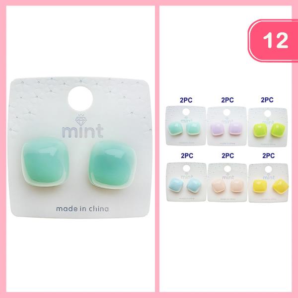 CANDY PLASTIC STUD EARRING (12 UNITS)