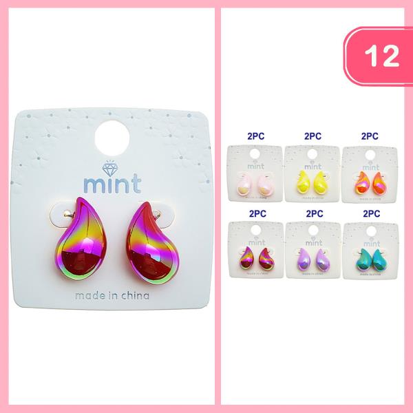 AB COLOR TEARDROP EARRING (12 UNITS)