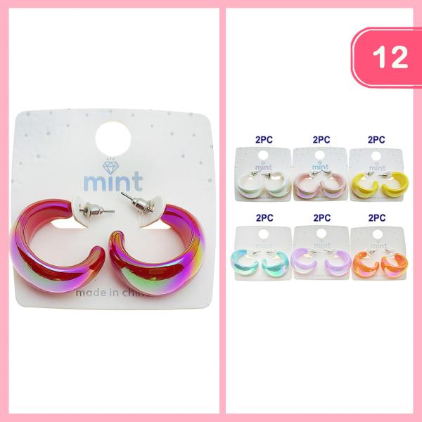AB COLOR OPEN C HOOP EARRING (12 UNITS)