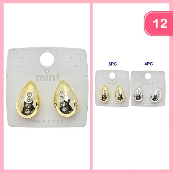 RHINESTONE TEARDROP STUD EARRING (12 UNITS)