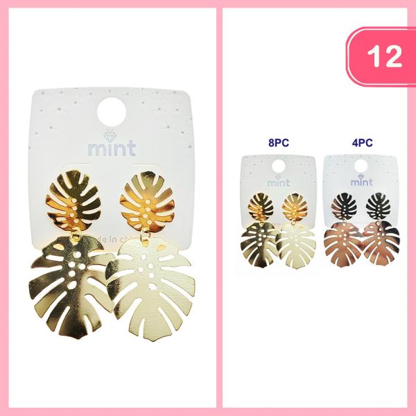METAL LEAF DANGLE EARRING (12 UNITS)