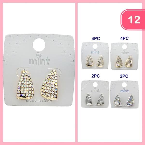 RHINESTONE TRIANGLE STUD EARRING (12 UNITS)