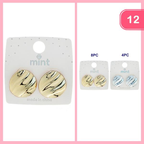 METALLIC TEXTURE STUD EARRING (12 UNITS)