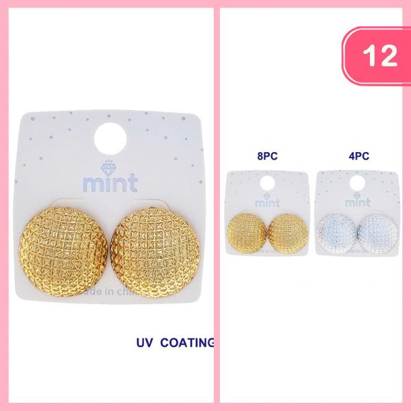 METAL TEXTURED HALF CIRCLE STUD EARRING (12 UNITS)