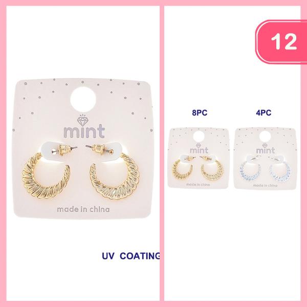 TEXTURED METAL OPEN C HOOP EARRING (12 UNITS)