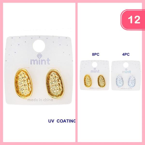 METAL TEXTURED NUGGET STUD EARRING (12 UNITS)