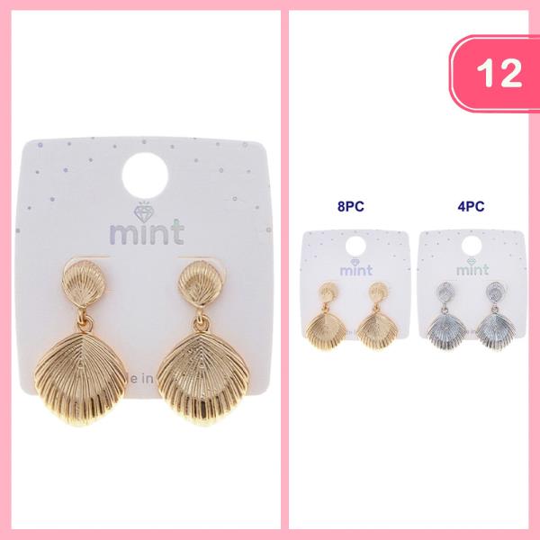 METAL SHELL TEXTURE DANGLE EARRING (12 UNITS)