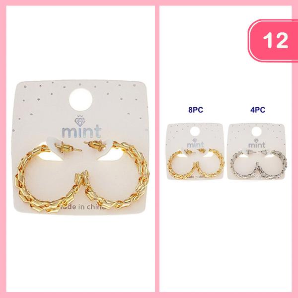 METAL RIBBON TWIST OPEN HOOP EARRING (12 UNITS)