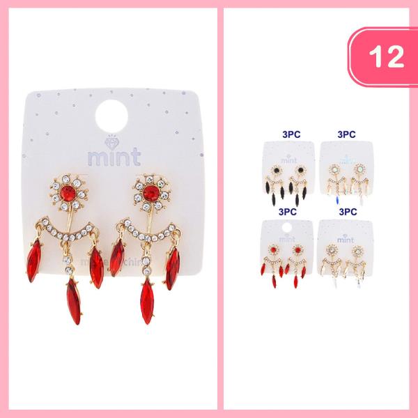 RHINESTONE DREAM CATCHER DANGLE EARRING (12 UNITS)