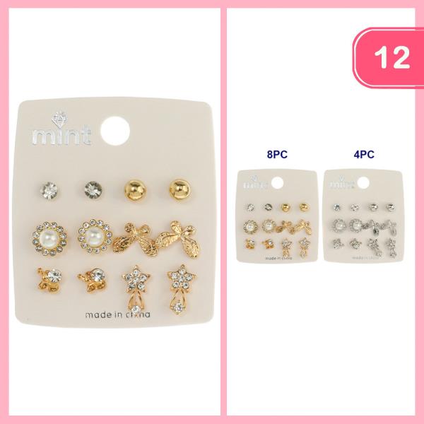 ASSORTED BUTTERFLY ELEPHANT STUD EARRING 6 PAIR SET (12 UNITS)