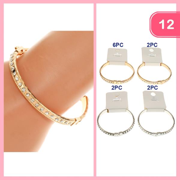 RHINESTONE STUDDED BANGLE BRACELET (12 UNITS)