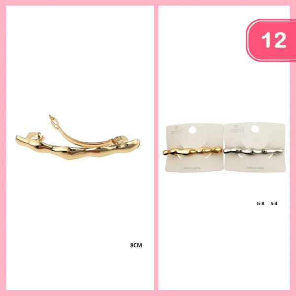ORGANIC SHAPE METAL BARETTE HAIR PIN (12 UNITS)