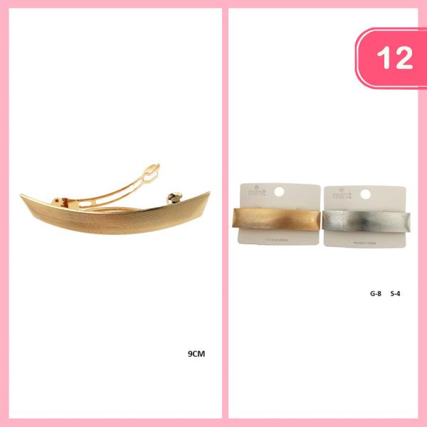 TEXTURED METAL BARETTE HAIR PIN (12 UNITS)