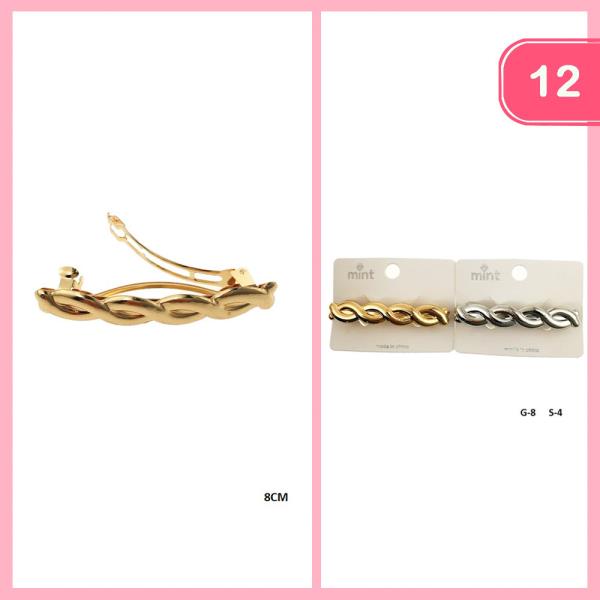 TWIST METAL BARETTE HAIR PIN (12 UNITS)