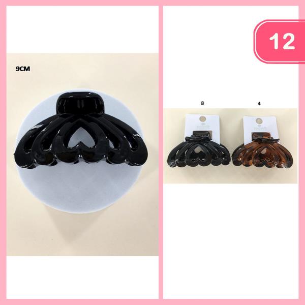 HEART DESIGN HAIR CLAW CLIP (12 UNITS)