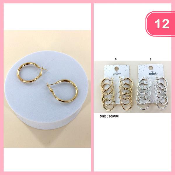 SIMPLE MULTI 5 PAIR HOOP EARRING (12 UNITS)