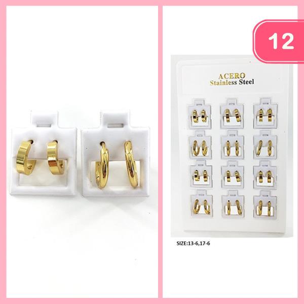 ASSORTED STAINLESS STEEL HOOP EARRING (12 UNITS)