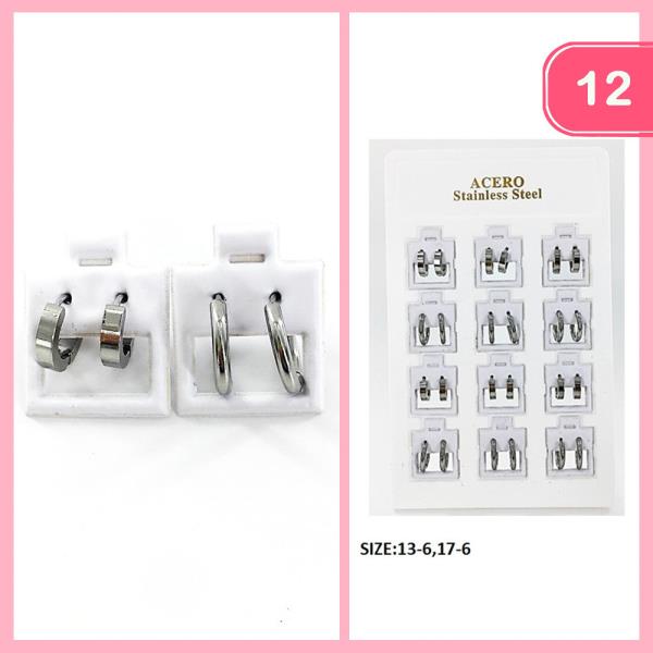ASSORTED STAINLESS STEEL HOOP EARRING (12 UNITS)