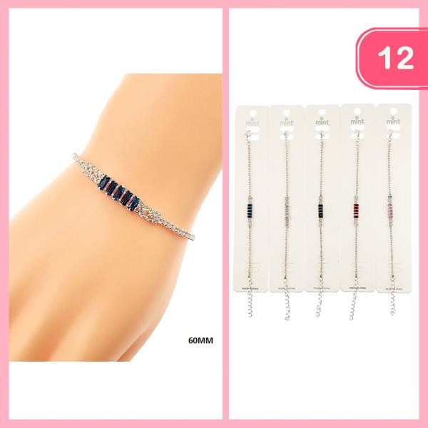 RECTANGLE RHINESTONE BRACELET (12 UNITS)