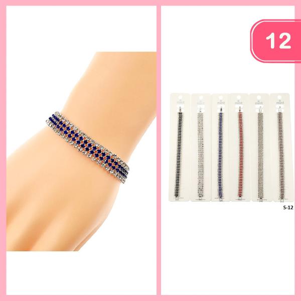 4 LINES RHINESTONE BRACELET (12 UNITS)