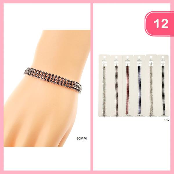 3 LINES RHINESTONE BRACELET (12 UNITS)