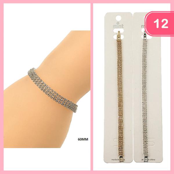 3 LINE RHINESTONE BRACELET (12 UNIT)