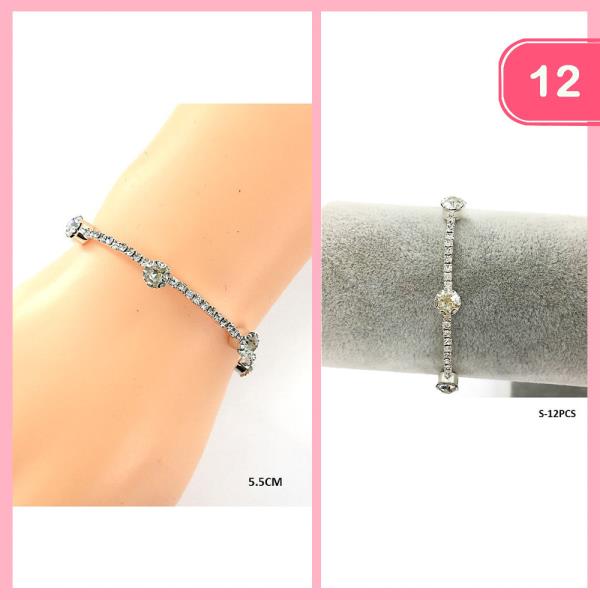 RHINESTONE STONE ACCENT WIRE BRACELET (12 UNITS)