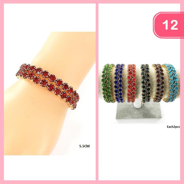 RHINESTONE 2 LINE WIRE BRACELET (12 UNITS)