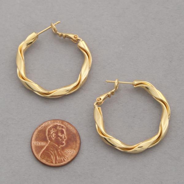 14K GOLD DIPPED TWISTED HOOP EARRING