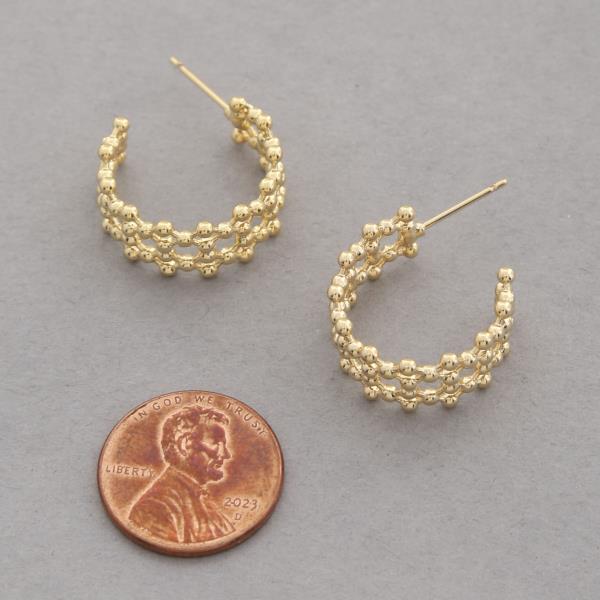 14K GOLD DIPPED BALL LINK METAL OPEN HOOP EARRING